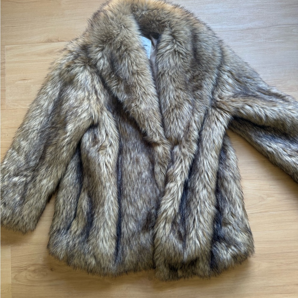 Abercrombie & Fitch Faux Fur Shawl Coat Jacket